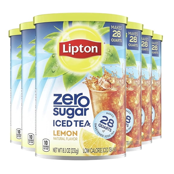 Lipton Zero Sugar Lemon Iced Tea Mix, 28 Quarts, 6-Pack