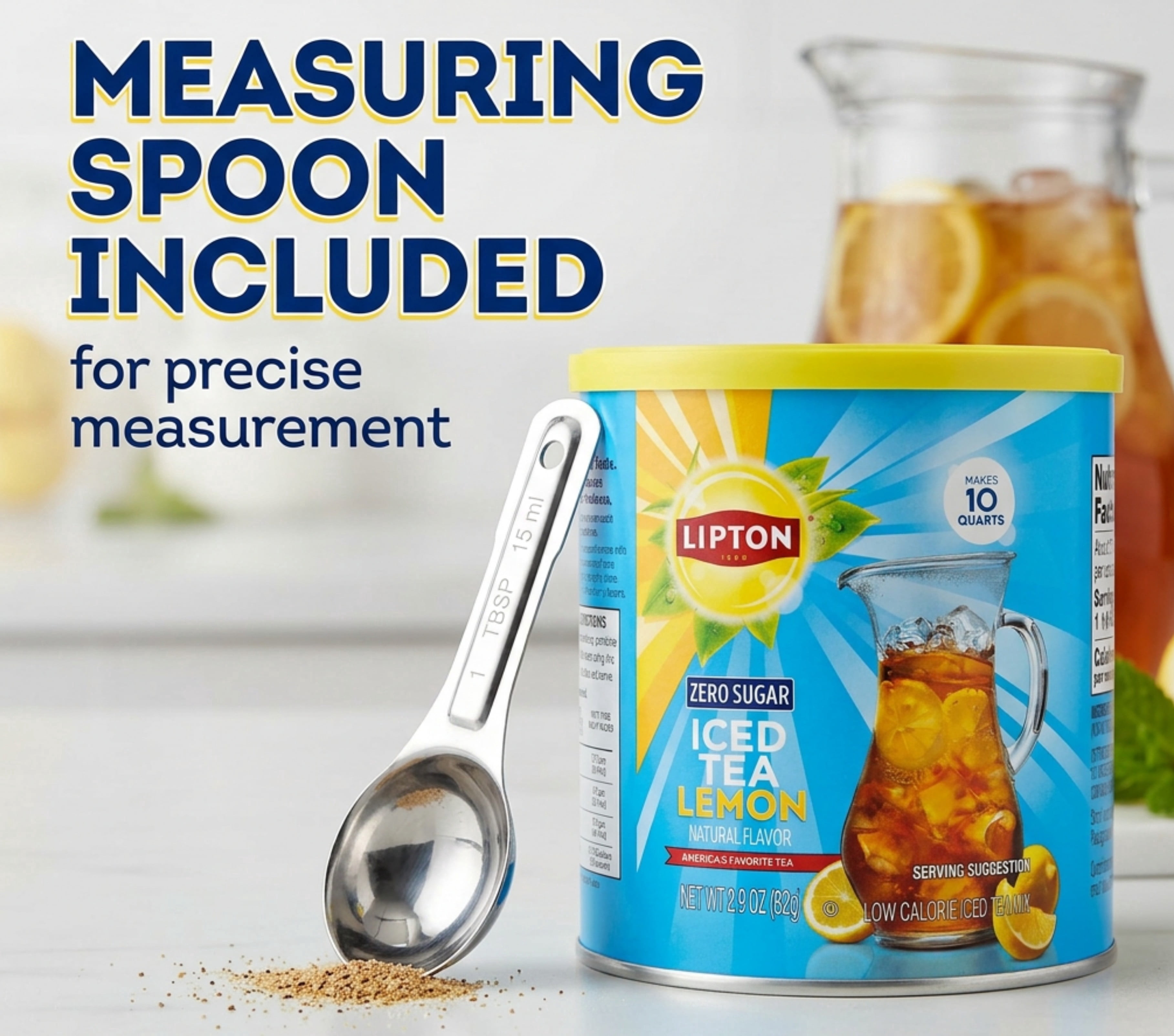 Lipton Zero Sugar Lemon Iced Tea Mix, Sugar-Free Powder Drink Mix with ...