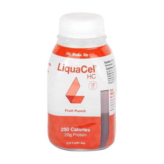 LiquaCel HC High-Calorie Protein Drink, Fruit Punch, 250 Cal, 90 Count