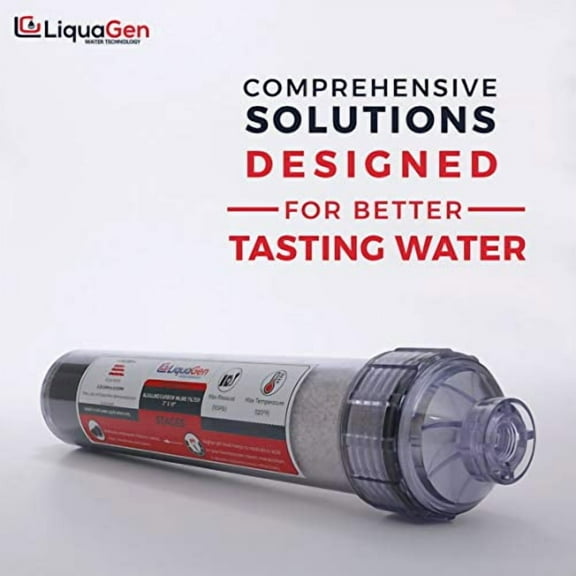 LiquaGen - 10" Alkaline + Catalytic Carbon High Purity pH+ Calcium Carbonate Inline Filter Kit For Reverse Osmosis Under Sink Water Filter Systems (Stage 5) | USA MADE