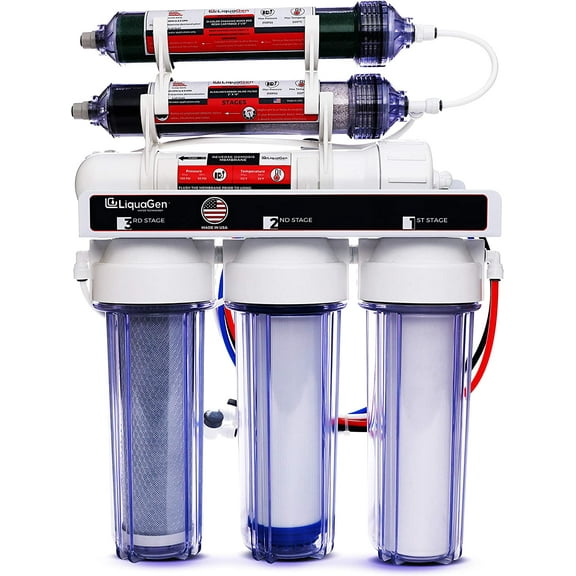 LiquaGen Portable - 6-Stage Dual Use Drinking and 0 PPM Aquarium Reef and Deionization | Reverse Osmosis Water System RO/DI | W/pH Alkaline Mineral Restoration Filter - 100