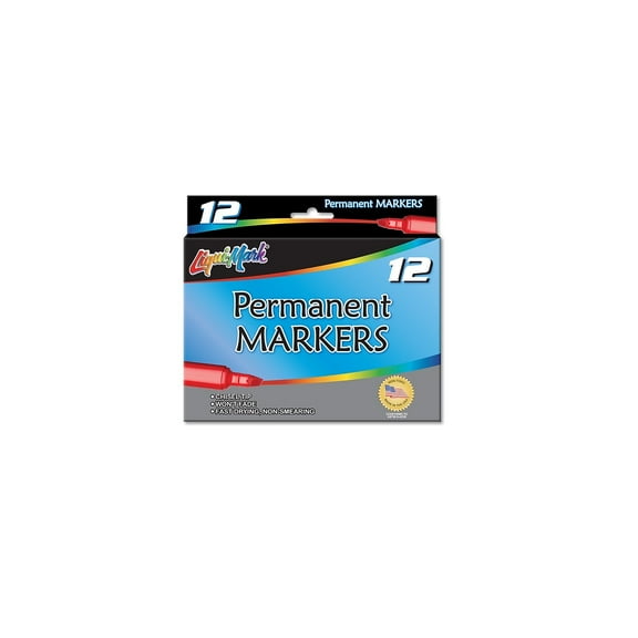 Liquimark Corp 91201 Permanent Marker, Chisel Tip, Black, Dozen