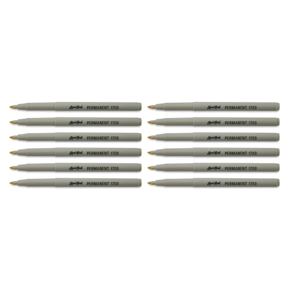Liqui-Mark Permanent Markers- Pkg of 12, Yellow, Extra Fine Tip