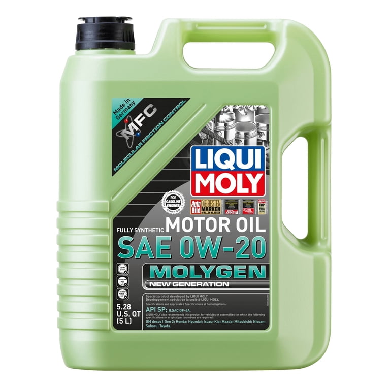 Liqui Moly Synthetic Motor Oil SAE 0W-20, 5 Liters, Reduces