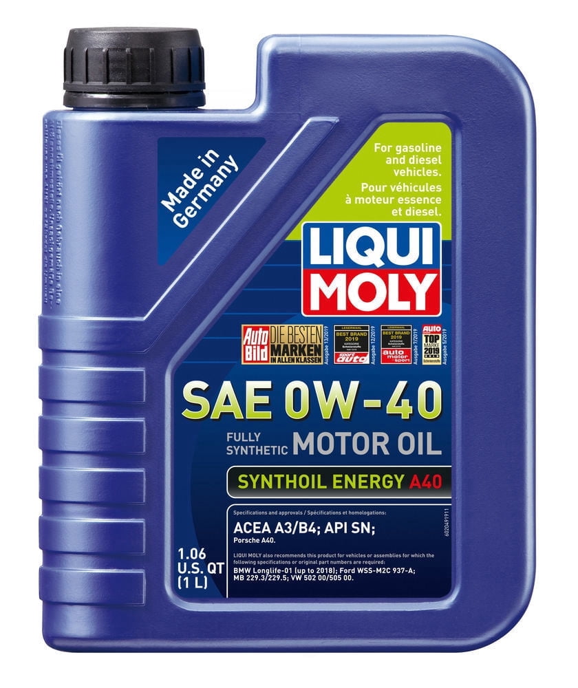Liqui Moly Synthoil Energy A40 Instant Lubrication, High Engine Cleanliness Motor Oil 0W-40, 1 Liter