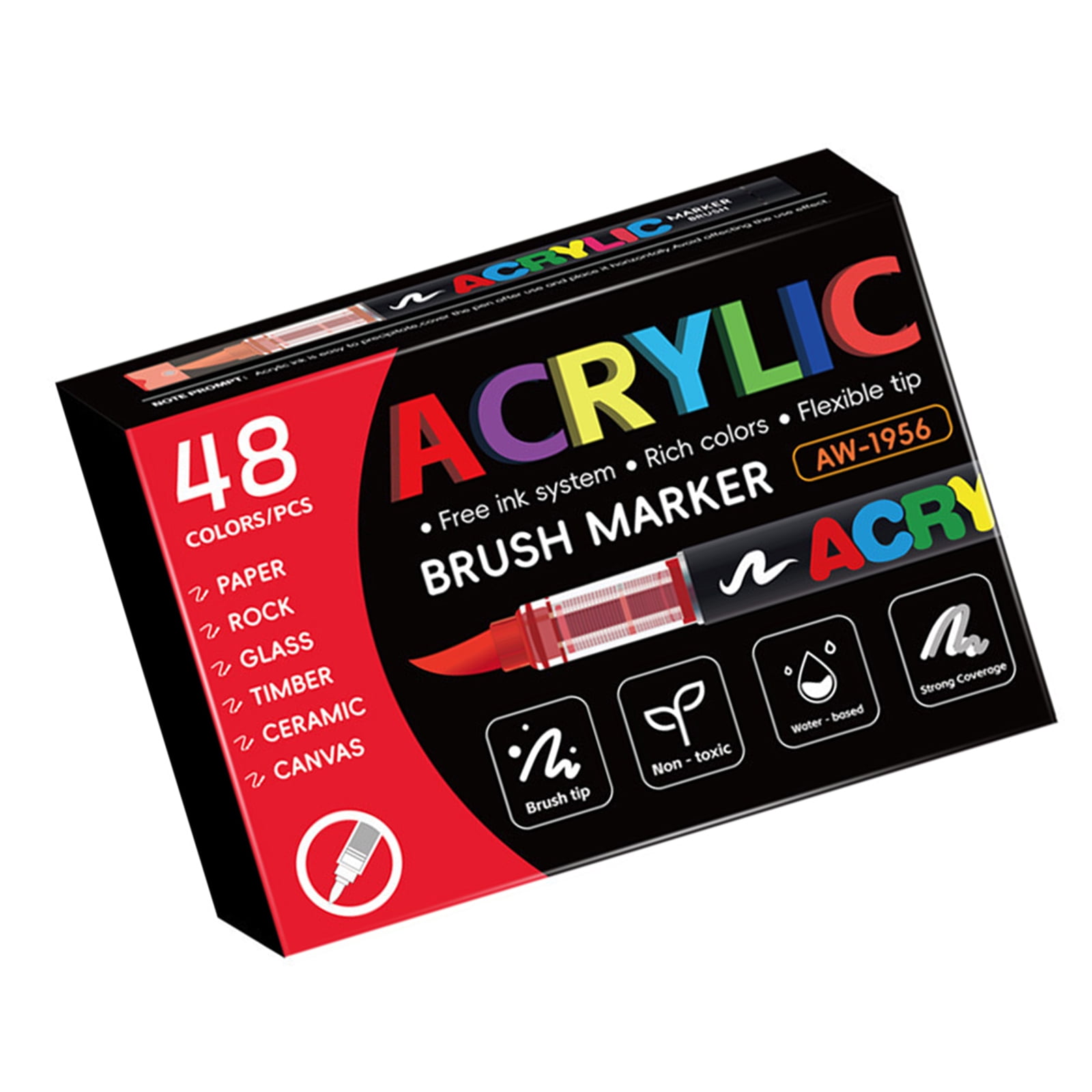 Liquid Acrylic Paint Marker Soft Brush Tip Acrylic Paint Pen for Card Making Drawing Coloring Scrapbooking Journaling