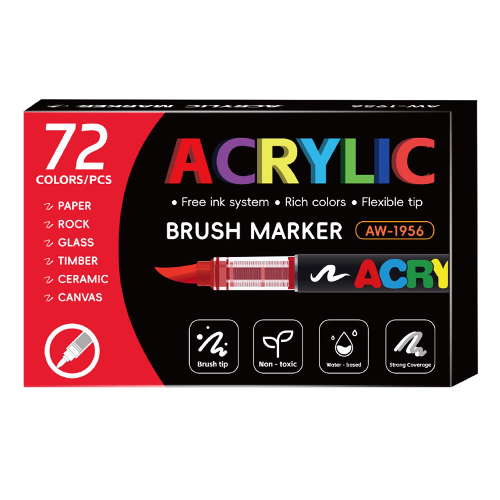 Liquid Acrylic Paint Marker Soft Brush Tip Acrylic Paint Pen for Card Making Drawing Coloring Scrapbooking Journaling