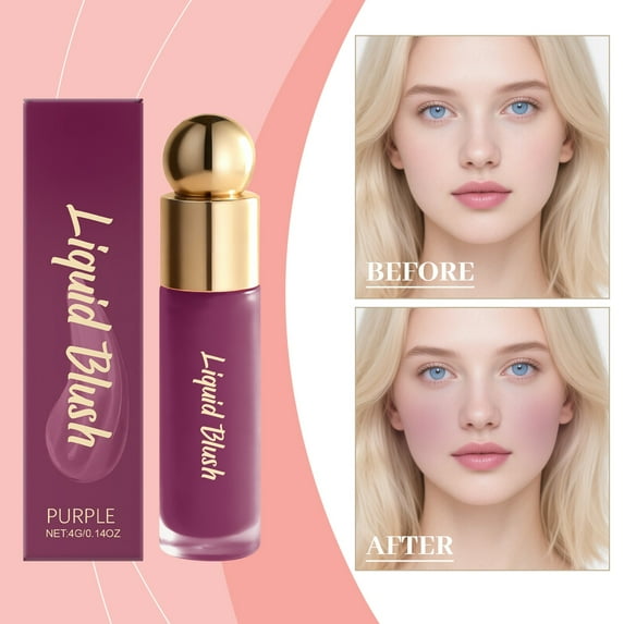 Liquid Blush, Long-lasting Liquid Blush, Natural Matte Velvet Finish, Buildable Cream Cheek Tint with High-Pigment Color, Weightless Blendable Formula for Natural Dewy Finish (Purple)