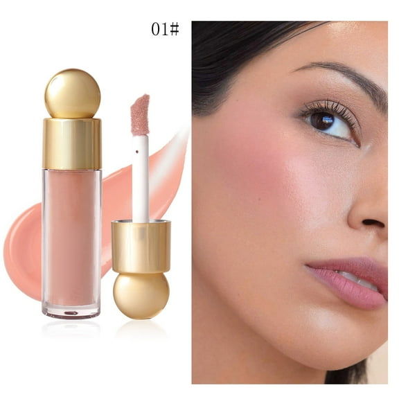 Liquid Blush Stick, Buildable Cream Cheek Tint with High-Pigment Color, Moisturizing & Lightweight Blendable Makeup, Multifunctional Liquid Blusher for Lips & Cheeks, 5ml (#01)