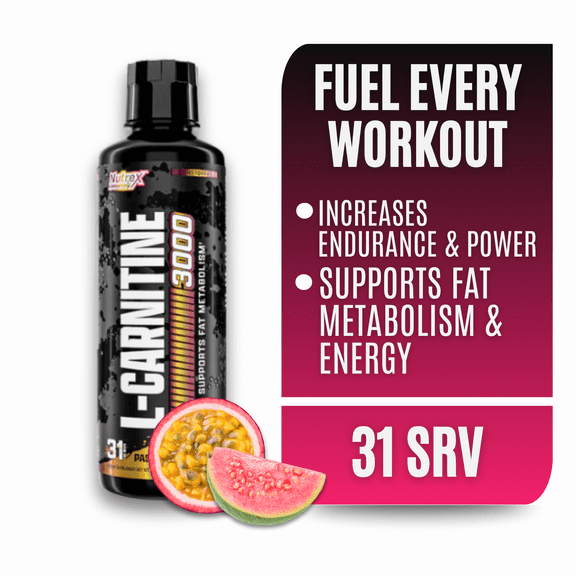 Nutrex Research L-Carnitine 3000 | Premium L Carnitine Stimulant Free Workout Drink | Transforms Fat Into Energy and Supports Muscle Recovery For Men and Women | Passionfruit Guava