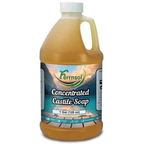 Ferrnsol Pure 5 Times Concentrated Castile Soap, Unscented, All Purpose Cleaner, Ultra-Thick 1 Gallon (128oz)