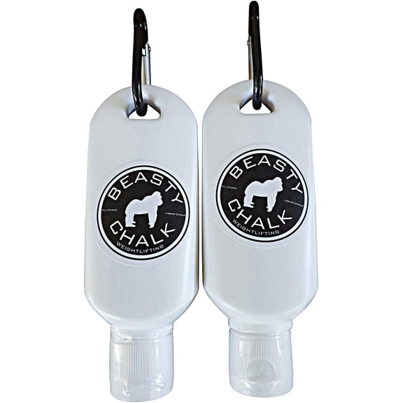 Liquid Chalk Combo Pack 2-Pack (60ml Each) Grip Enhancer with Carabiners for Weightlifting, Climbing, Gymnastics & More Long-Lasting, No-Mess, Fast-Drying Formula