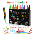 thumbnail image 1 of Liquid Chalk Markers for Blackboards - Bold Color Dry Erase Markers Pens - Chalkboard Markers Whiteboard Markers Window Markers for Glass Washable,Chalkboards,Signs,6mm Reversible Tip,12 pack, 1 of 10