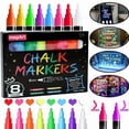 thumbnail image 1 of Liquid Chalk Markers for Blackboards - Bold Color Dry Erase Markers Pens - Chalkboard Markers Whiteboard Markers Window Markers for Glass Washable,Chalkboards,Signs,6mm Reversible Tip,8 Pack, 1 of 12