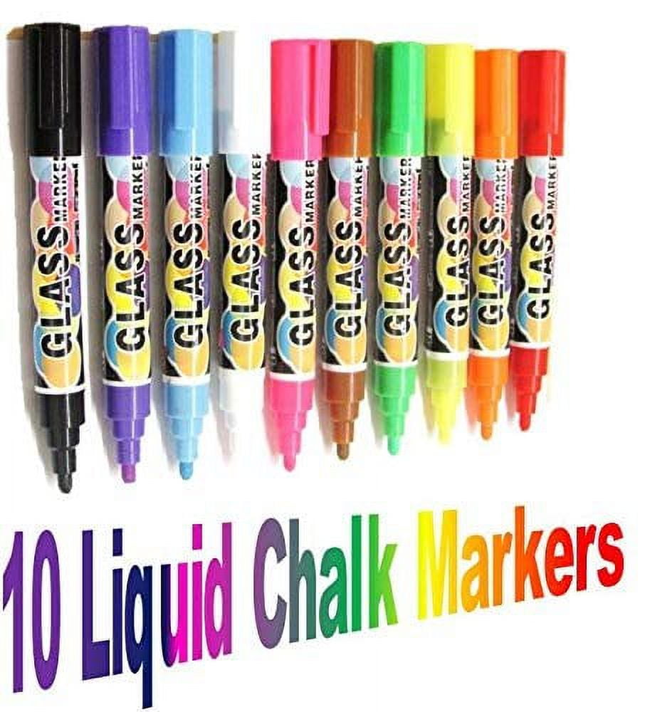Liquid Chalk Markers, Mega Set of 10 Neon Bright Colors For Kid's