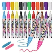 Liquid Chalk Markers Pens - 12 Colors Washable & Wet Erase Neon Chalk Makers for Blackboard, Chalkboard Signs, Glass Window, Graduation Celebration Art Diy Craft - Erasable Window Markers for Cars