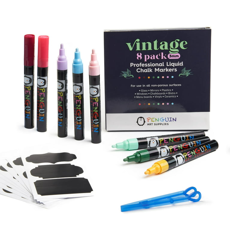 Fine Tip Chalkboard Chalk Markers - Pack of 8 Classic Earth Colors | Non Toxic