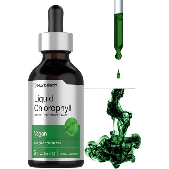Liquid Chlorophyll | 2 oz | Natural Peppermint Flavor | by Horbaach