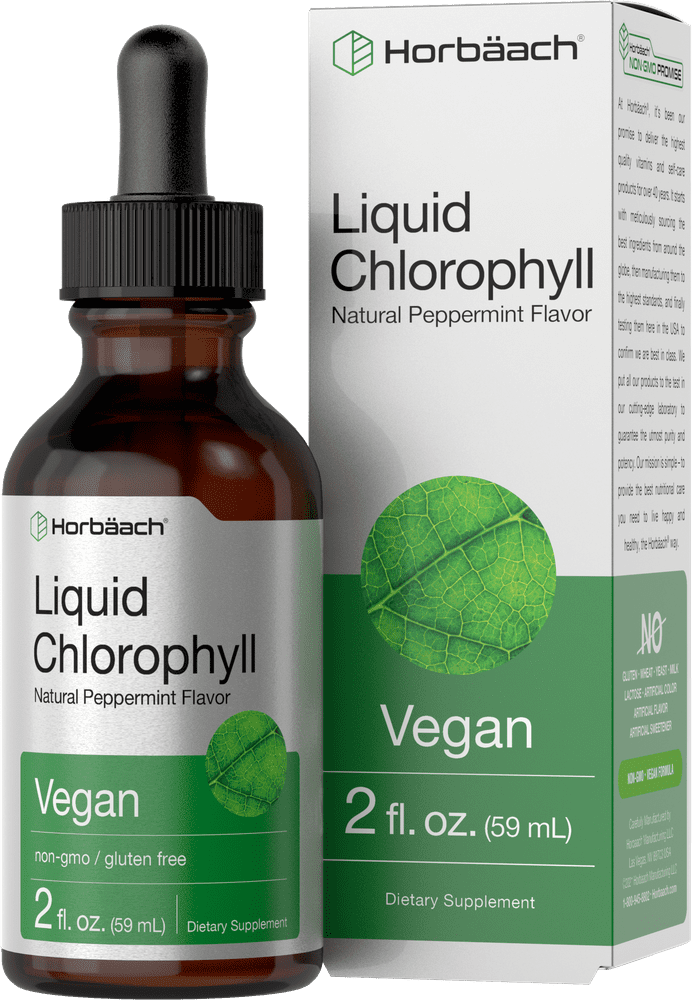 Liquid Chlorophyll | 2 oz | Natural Peppermint Flavor | by Horbaach