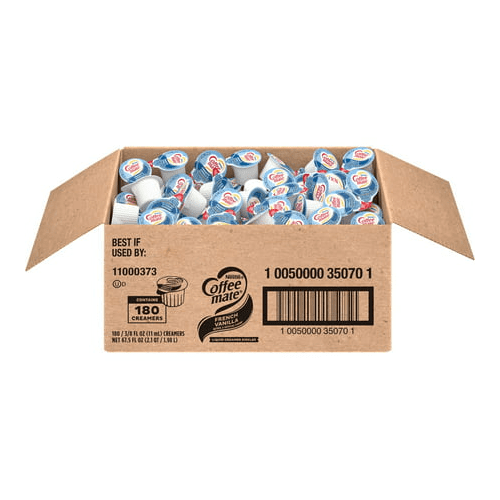 Liquid Coffee Creamer, French Vanilla, 0.38 Oz Mini Cups, 180/carton | Bundle of 5