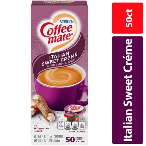 "Liquid Coffee Creamer, Italian Sweet Creme, 0.38 Oz Mini Cups, 50/box | Bundle of 5"
