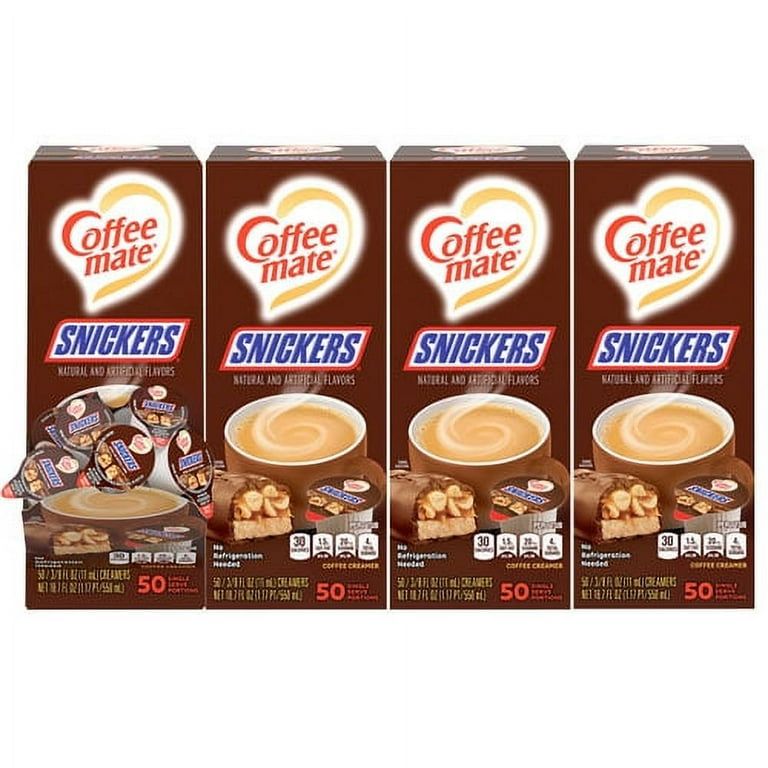 Liquid Coffee Creamer, Snickers, 0.38 oz Mini Cups, 200 Cups/Carton Liquid Coffee Creamer, Snickers, 0.38 oz Mini Cups, 200 Cups/Carton