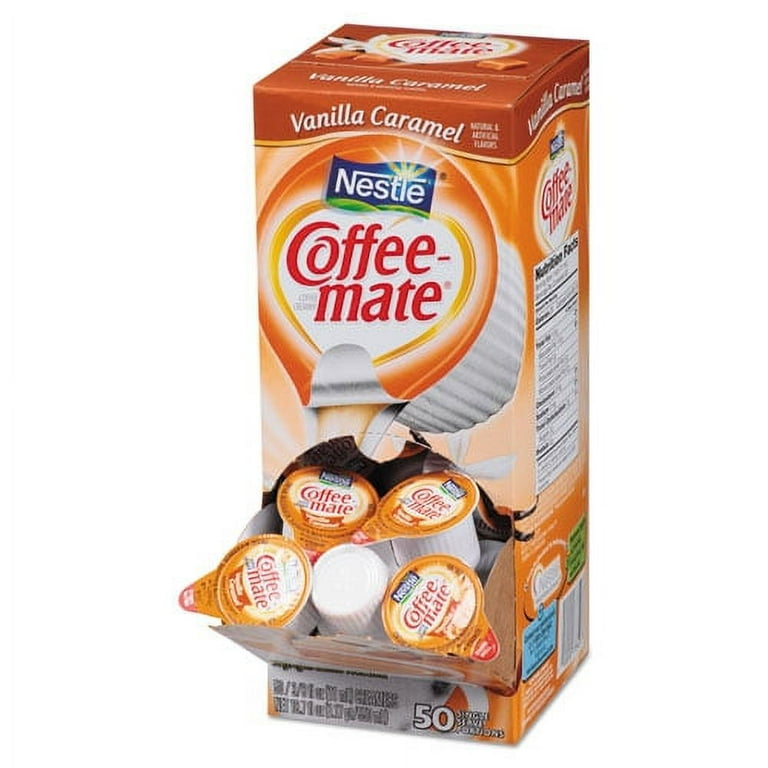 Liquid Coffee Creamer, Vanilla Caramel, 0.38 oz Mini Cups, 50/Box Liquid Coffee Creamer, Vanilla Caramel, 0.38 oz Mini Cups, 50/Box