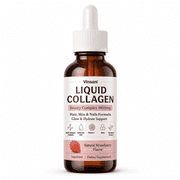 Collagen Beauty Complex Drops, 1800mg Multi Collagen Peptides, Hyaluronic Acid Biotin Vitamin C, 60ml Natural Strawberry Flavor, Supports Skin Nail & Hair Appearance