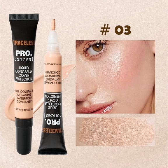 Liquid Concealer for Aging Skin - Waterproof Full Coverage Concealer for Dark Circles, Blemishes, Redness & Fine Lines - Anti-Aging Hydrating Under Eye Concealer with Precision Brush