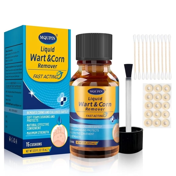 Liquid Corn Removers for Feet, Corn Remover for Toes-Fast Acting Liquid for Corn, Common and Plantar Removal-Safe Foot Care with Corn Cushions
