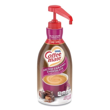 Liquid Creamer Pump Bottle, Salted Caramel Chocolate, 1.5 Liter | Bundle of 10 Each