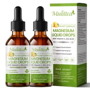 Liquid D3 K2 Drops with Magnesium Glycinate, Zinc & Sea Moss - Magnesium Glycinate Drops Plus D3 K2 - Bone, Muscle & Immune Support Supplement, 60 Servings, Lemon Flavor