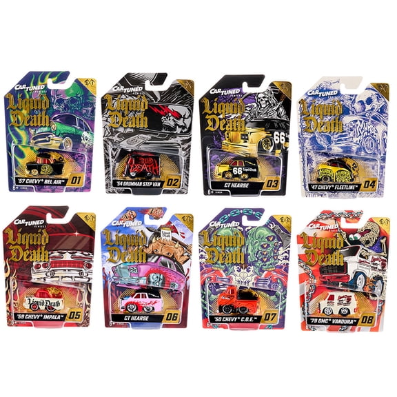 "Liquid Death" 2026 Series 1 Set of 8 Pieces Diecast Model Cars by CarTuned