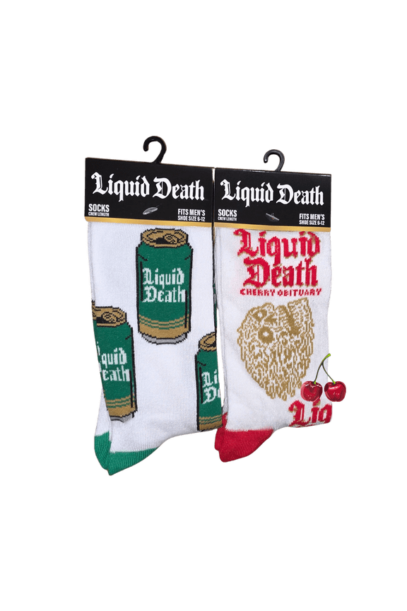 Crew Socks, 2 Pairs (Red & Green on White)