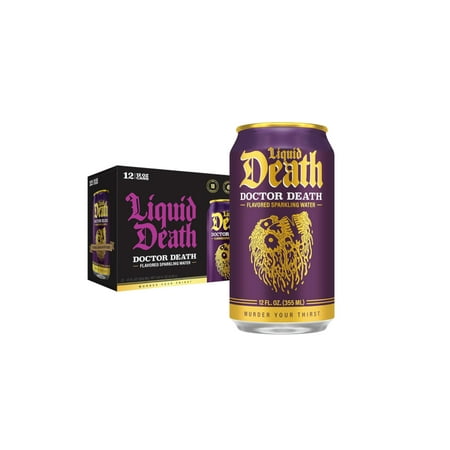 Liquid Death, Doctor Death, Soda-Flavored Sparkling Water, 12-Pack (12oz Cans), Low Calorie & No Artificial Sweeteners