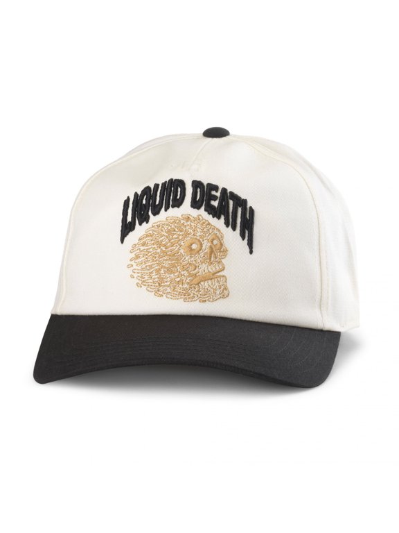 Embroidered Skull on White Twill Hat