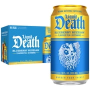 Liquid Death, Blueberry Buzzsaw Flavored Iced Tea, 6-Pack (12 fl oz Cans), Blueberry Flavored Black Tea, Low Calorie, No Artificial Sweeteners, B12 and B6 Vitamins