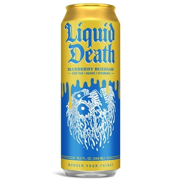 Liquid Death, Blueberry Buzzsaw Iced Tea, 19.2 Oz King Sized Can, Blueberry Flavored Black Tea, Low Calorie, No Artificial Sweeteners, B12 & B6 Vitamins