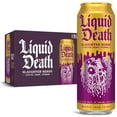 thumbnail image 1 of Liquid Death, Slaughter Berry Iced Tea, 8-Pack (19.2oz Cans), Raspberry Flavored Black Tea, Low Calorie, No Artificial Sweeteners, B12 & B6 Vitamins, 1 of 9
