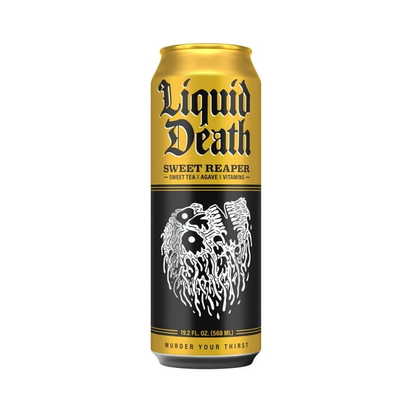 Liquid Death, Sweet Reaper Iced Tea, 19.2 Oz King Sized Can, Southern Style Sweet Tea, Low Calorie, No Artificial Sweeteners, B12 & B6 Vitamins
