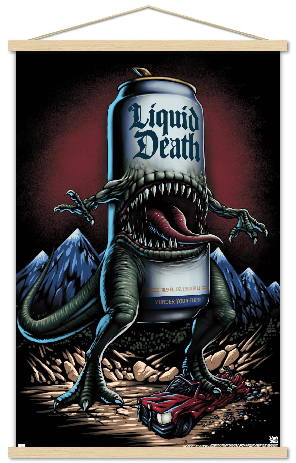 Liquid Death - Reapersaurus Rex Wall Poster with Magnetic Frame