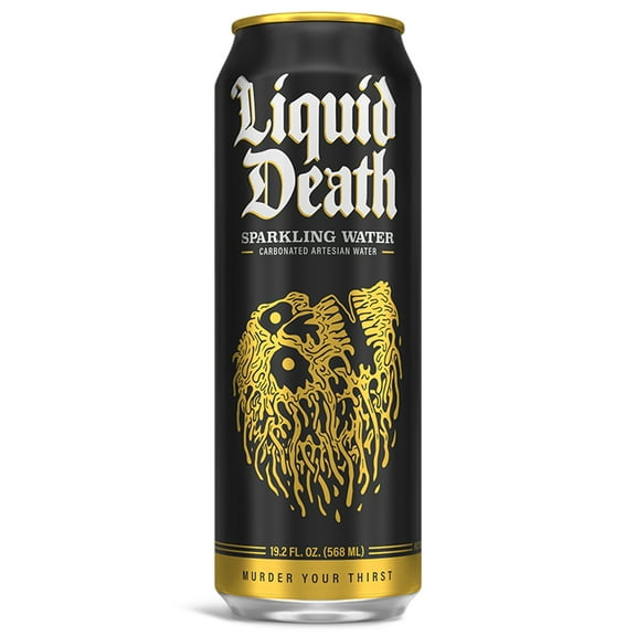 Liquid Death Sparkling Mountain Water, Real Mountain Source, Ice-Cold Cans, Infinitely Recyclable, King Size 19.2 Fl Oz