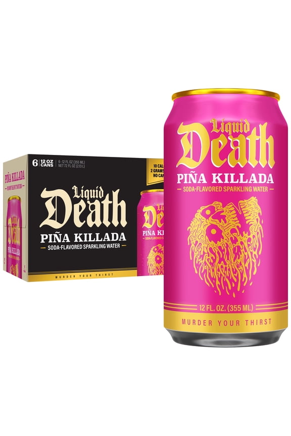 Pina Killada Soda Flavored Sparkling Water, 6 Pack (12 fl oz Cans), Low Sugar, Huge Flavor