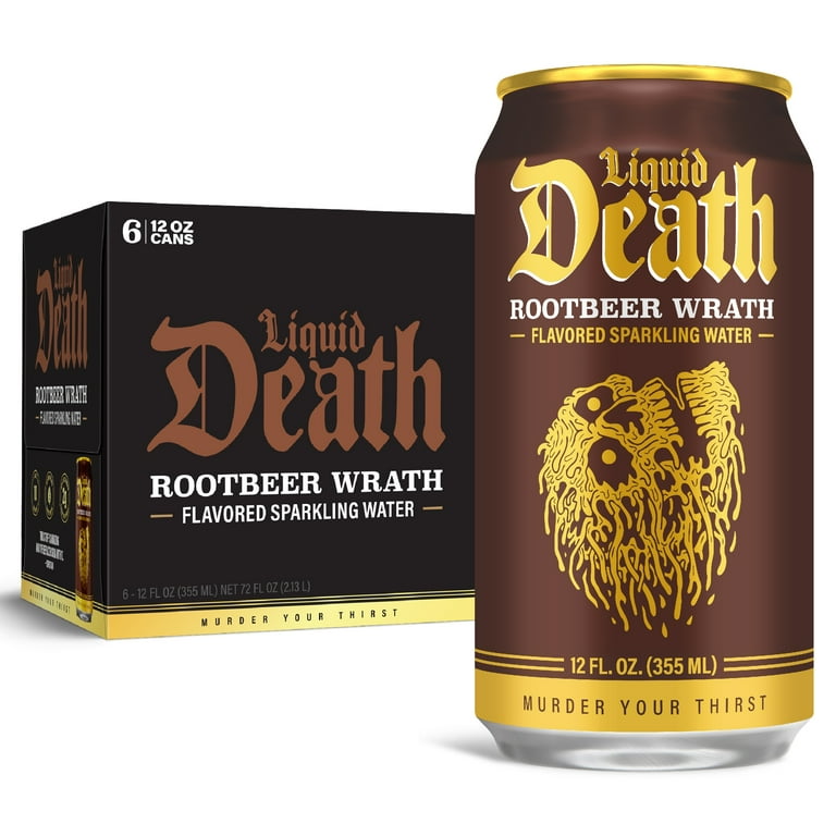 Liquid Death, Rootbeer Wrath, 6-Pack, Soda-Flavored Sparkling