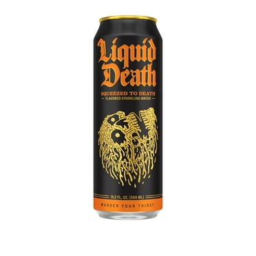 Liquid Death, Squeezed to Death, Orange-Flavored Sparkling Water, 19.2 oz King Sized Can, Low Calorie & No Artificial Sweeteners