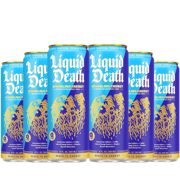 Liquid Death Tropical Terror Sparkling Energy, 12oz Cans, 6-Pack