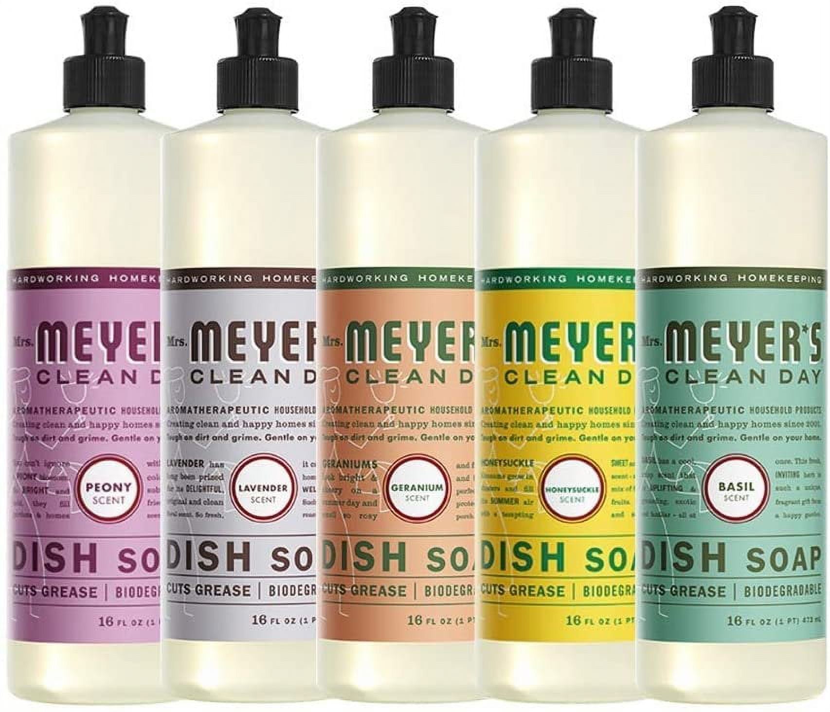 Liquid Dish Soap, 1 Pack Peony, 1 Pack Lavender, 1 Pack Geranium, 1 Pack Honeysuckle, 1 Pack Basil, 16 OZ each