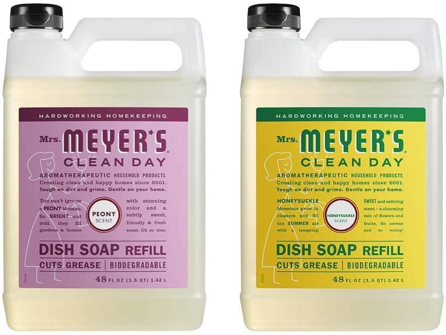 Liquid Dish Soap Refill, 1 Pack Peony, 1 Pack Honeysuckle, 48 OZ each