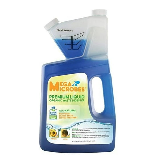 Liquid Drain Cleaner - Septic Treatment & Waste Digester, 64oz - MML-64FL, Non-Toxic, Bio-Enzymatic Formula for Home & Commercial Use, Grease Trap & Pump Treatment