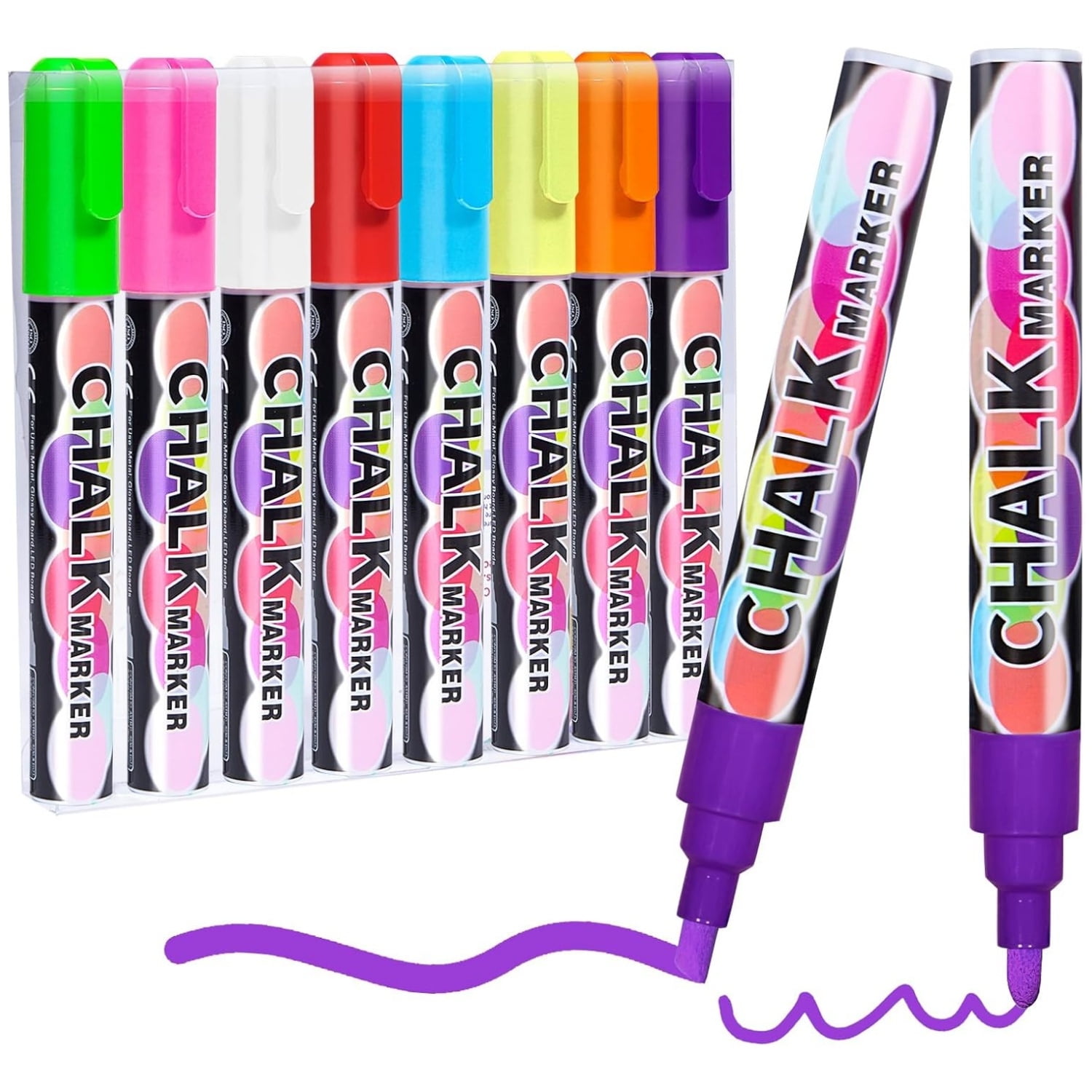 Liquid Erasable Chalk Markers Pens,8 Colors Washable & Wet Erase Glass